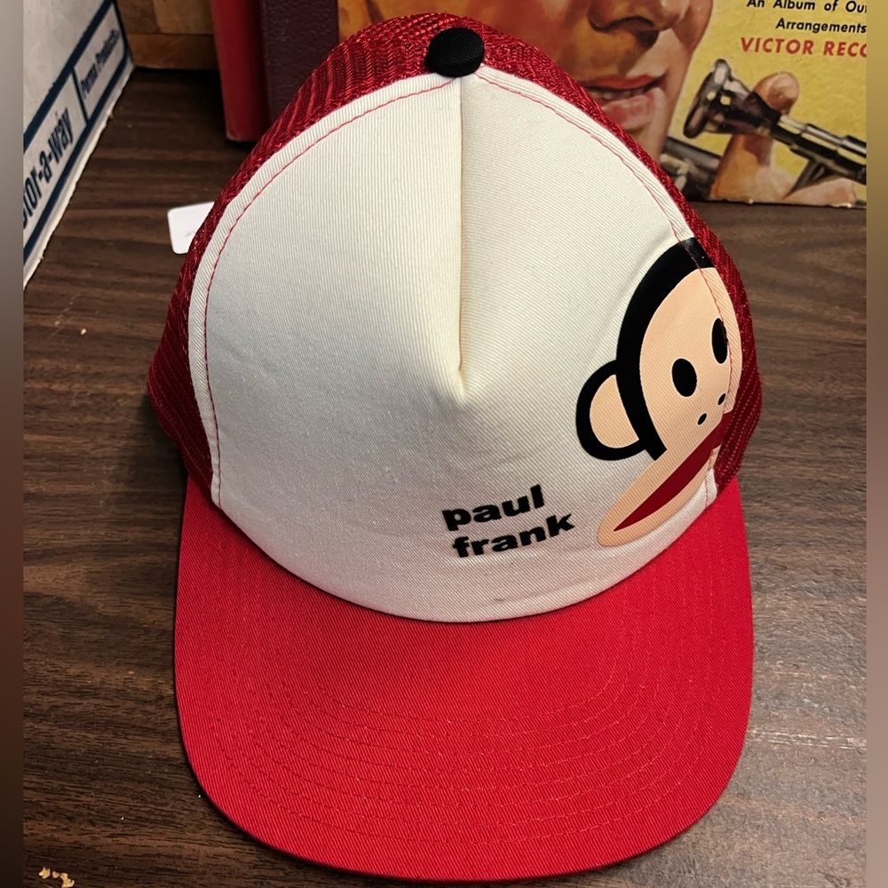 Vintage Paul Frank Mens Hat Black One Size Trucker Mesh Adjustable Y2K Casual